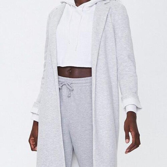 LIGHT GREY LONGLINE COAT - Picture 3 of 4